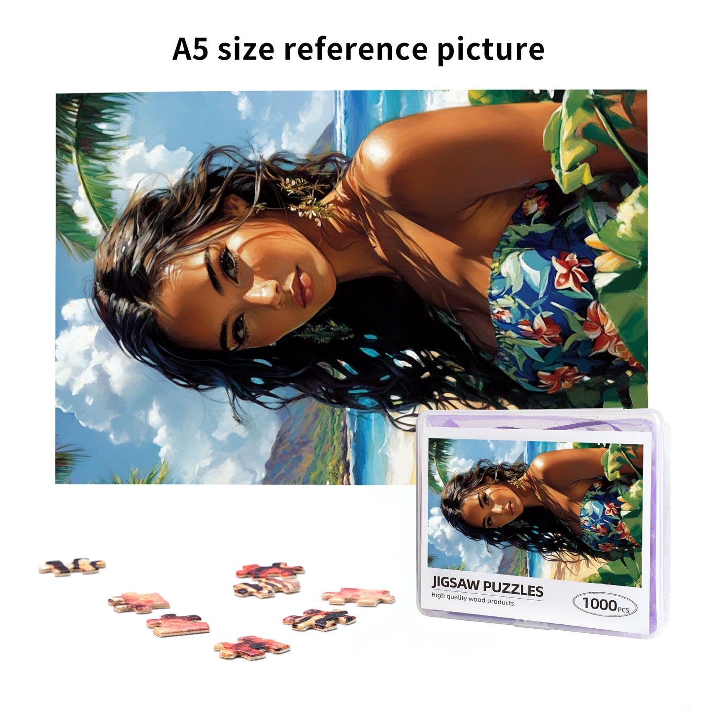 1000-Piece Puzzle - Tropical Beach Goddess Art